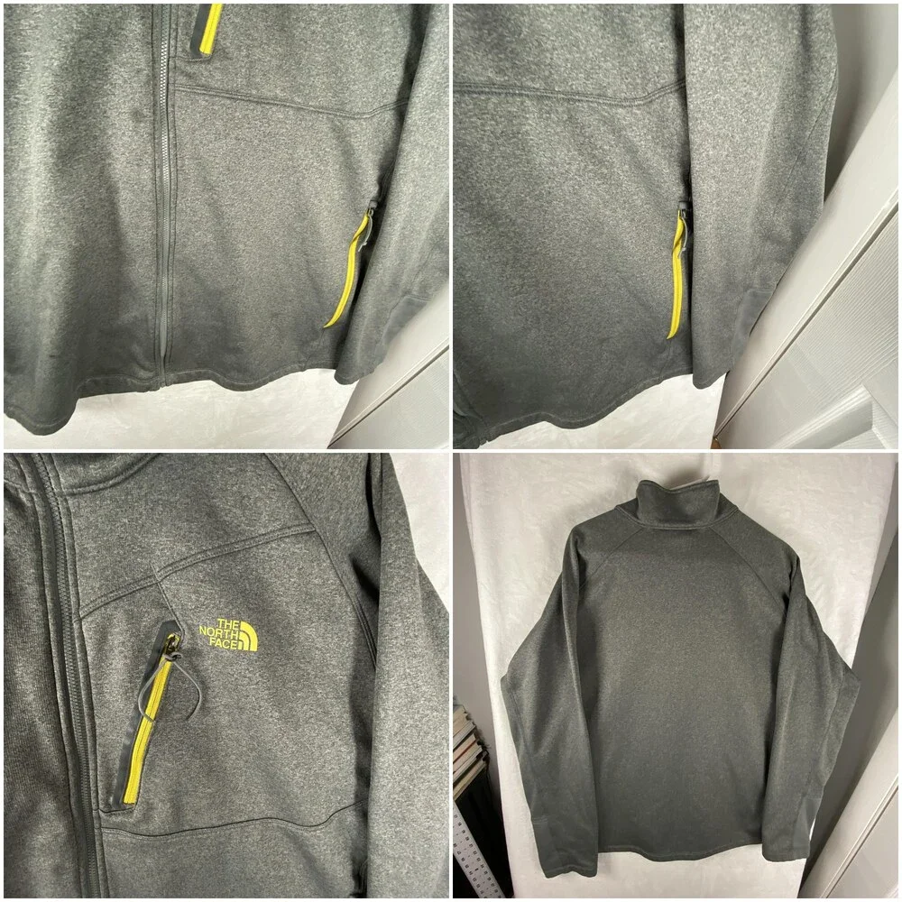 The North Face Canyonlands Jacket Mens 2XL Gray Yellow Fleece Lined Full Zip